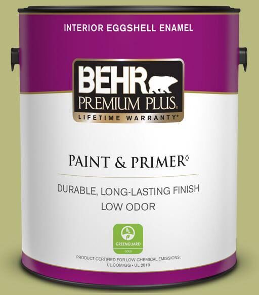 BEHR PREMIUM PLUS 1 gal. #400D-5 Grass Cloth Eggshell Enamel Low Odor Interior Paint & Primer