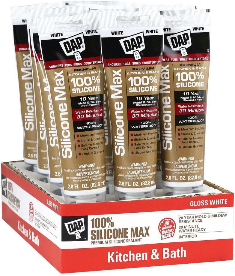 DAP Silicone Max 2.8 oz. White Premium Kitchen and Bath Silicone Sealant (12-Pack)