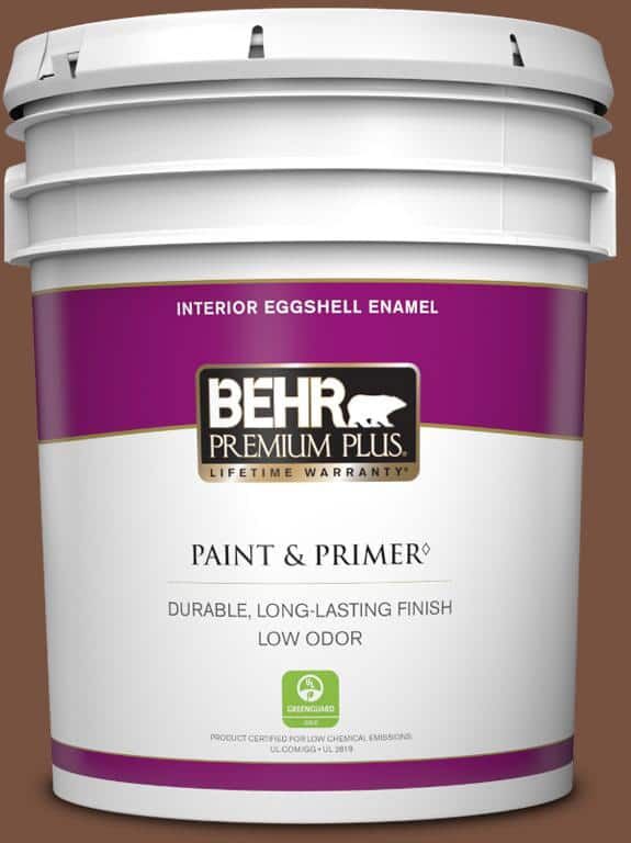 BEHR PREMIUM PLUS 5 gal. #240F-7 Root Beer Eggshell Enamel Low Odor Interior Paint & Primer