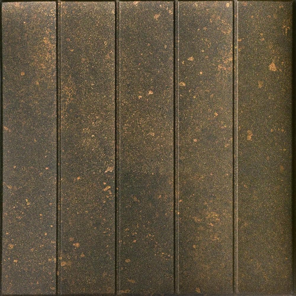 A La Maison Ceilings Bead Board Rusted Steel 1.6 ft. x 1.6 ft. Decorative Foam Glue Up Ceiling Tile (21.6 sq. ft./case)