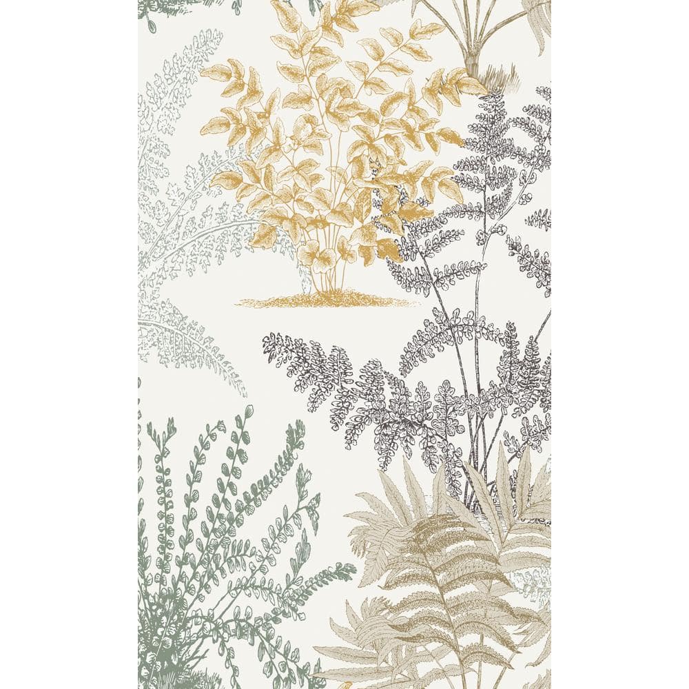 Walls Republic White Botanical Fern Print Non-Woven Paper Non-Pasted Textured Wallpaper 57 sq. ft.