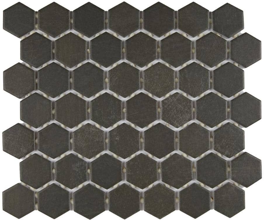 Marazzi Moroccan Concrete Charcoal 10 in. x 11 in. Glazed Ceramic Hexagon Mosaic Tile (9.72 sq. ft./Case)