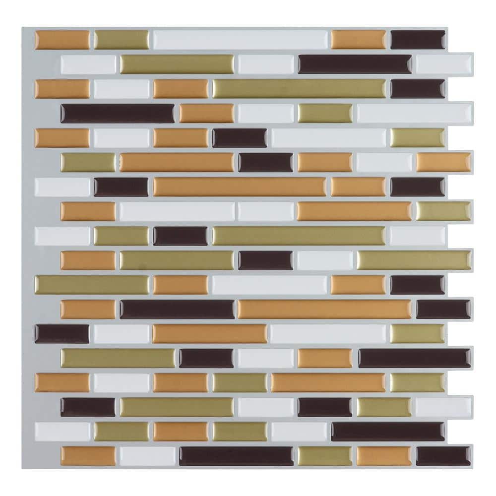Art3d 12 in. x 12 in. Vinyl Multi-color Self-Adhesive Decorative Wall Tile Backsplash for Kitchen (10-Pack)