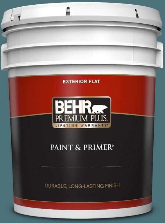 BEHR PREMIUM PLUS 5 gal. #S450-6 Tornado Season Flat Exterior Paint & Primer