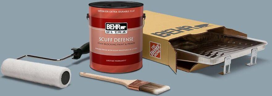 BEHR 1 gal. #N480-4 French Colony Ultra Extra Durable Flat Interior Paint and 5-Piece Wooster Set All-in-One Project Kit