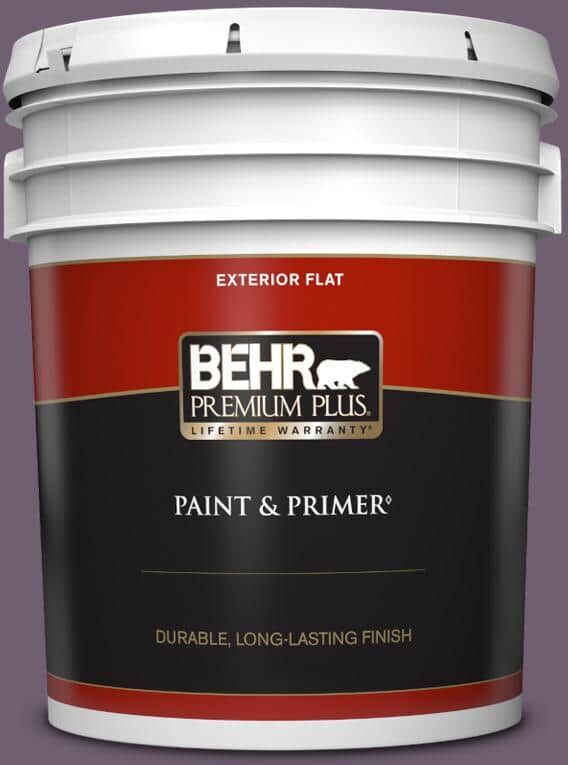 BEHR PREMIUM PLUS 5 gal. #S100-6 Blackberry Jam Flat Exterior Paint & Primer