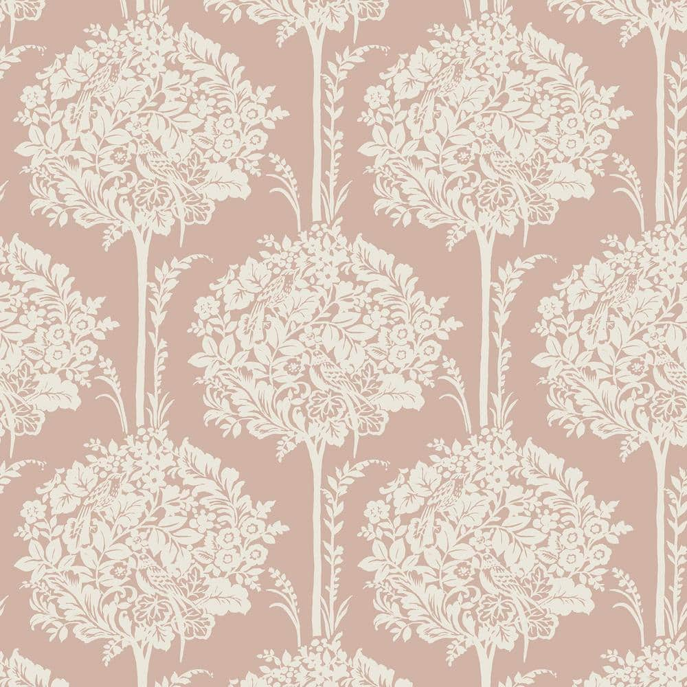 A-Street Prints Zaria Topiary Orange Paper Non-Pasted Matte Wallpaper