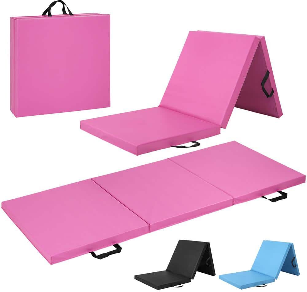 CAP Tri-Fold Folding Thick Exercise Mat Pink 6 ft. x 2 ft. x 2 in. Vinyl and Foam Gymnastics Mat ( Covers 12 sq. ft. )