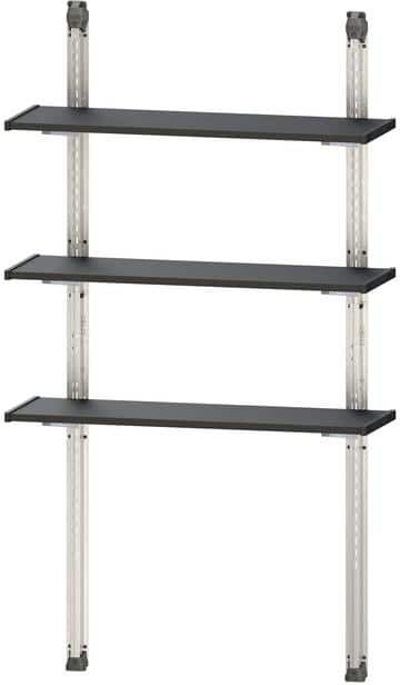 Keter 12 in. W x 40 in. H Black Adjustable Shelve Kit and Rack for Outdoor Storage Sheds Wall Shelving