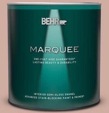 BEHR MARQUEE 1 qt. #MQ1-50 Art Deco Pink One-Coat Hide Semi-Gloss Enamel Interior Paint & Primer