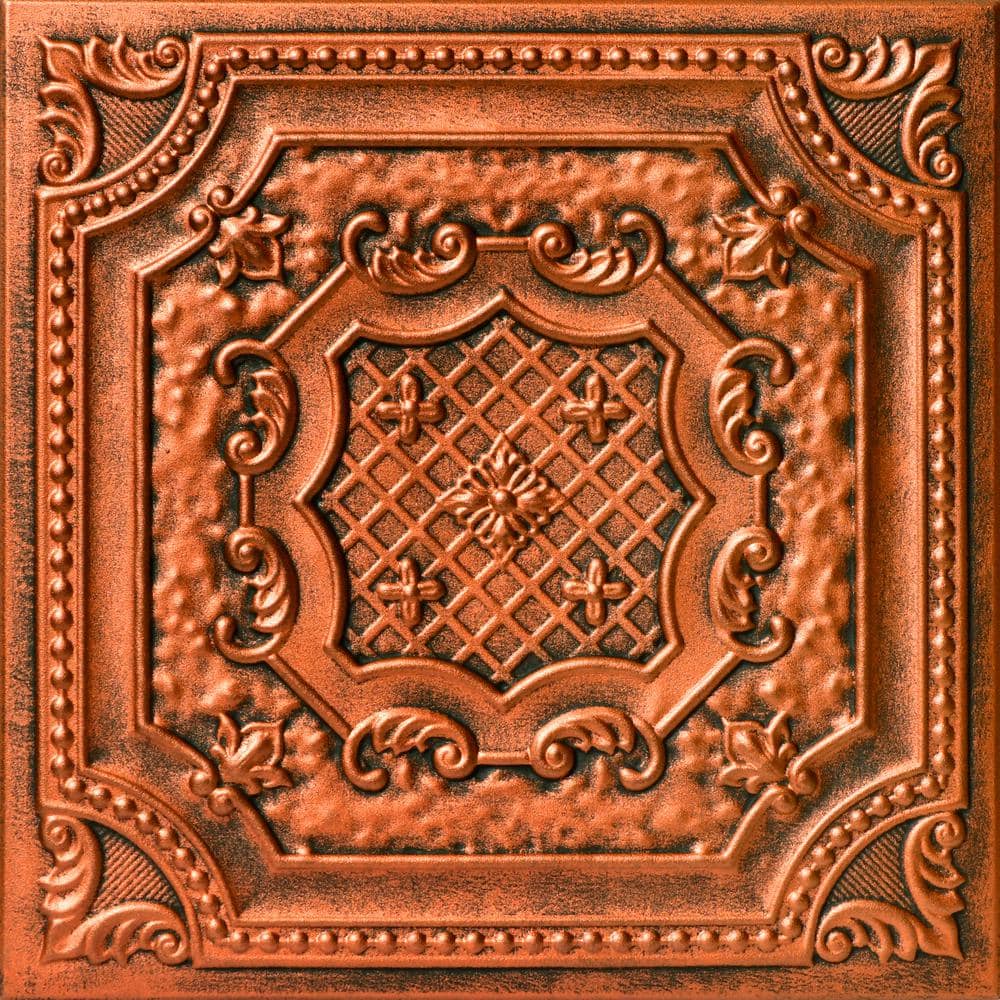 A La Maison Ceilings Bijou and Bee Bee Antique Copper 1.6 ft. x 1.6 ft. Decorative Foam Glue Up Ceiling Tile (21.6 sq. ft./case)