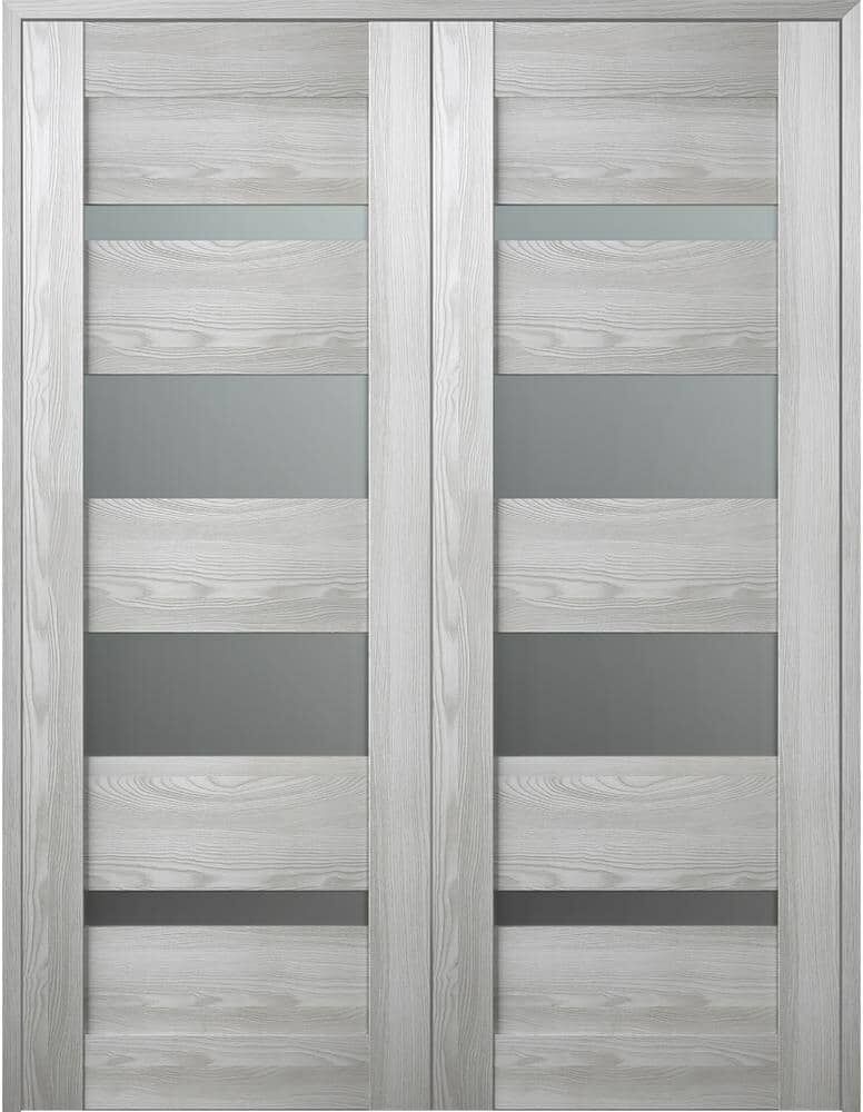 Belldinni Vona 07-01 36 in. x 84 in. Both Active 5-Lite Frosted Glass Ribeira Ash Wood Composite Double Prehung Interior Door