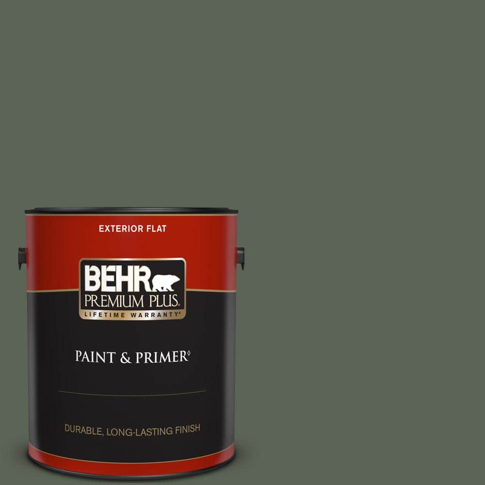 BEHR PREMIUM PLUS 1 gal. #T13-16 Pine Cone Pass Flat Exterior Paint & Primer