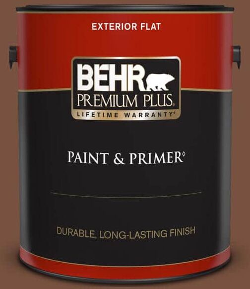 BEHR PREMIUM PLUS 1 gal. #240F-7 Root Beer Flat Exterior Paint & Primer