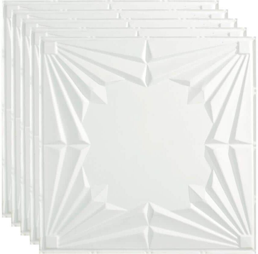 Fasade Art Deco 2 ft. x 2 ft. Gloss White Lay-In Vinyl Ceiling Tile (20 sq. ft.)