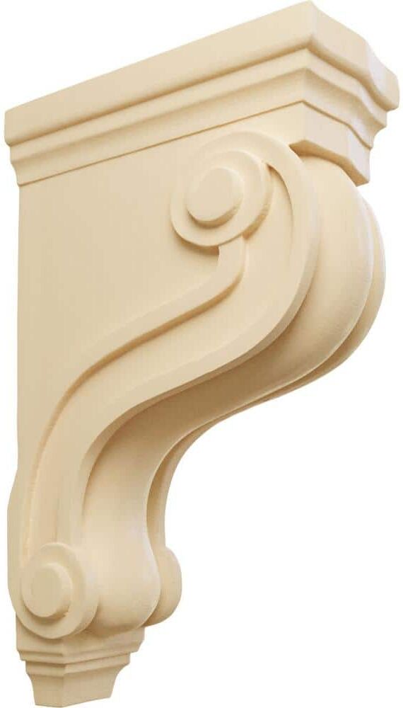 Ekena Millwork 3-7/8 in. x 8 in. x 13 in. Maple Boston Traditional Scroll Corbel