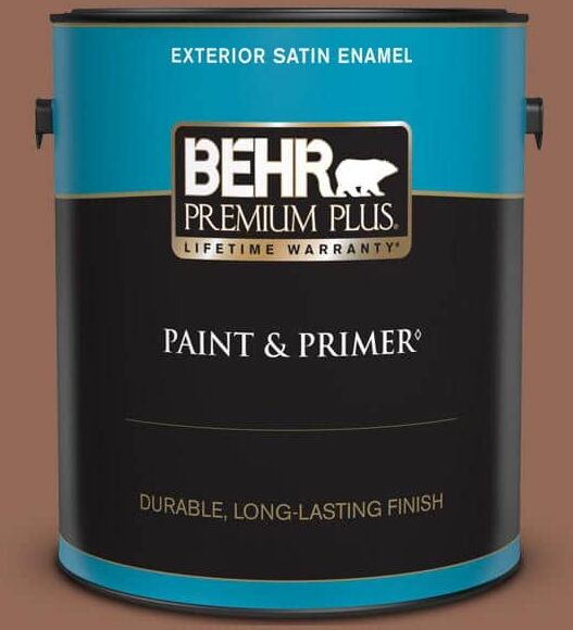 BEHR PREMIUM PLUS 1 gal. #S190-6 Rio Rust Satin Enamel Exterior Paint & Primer