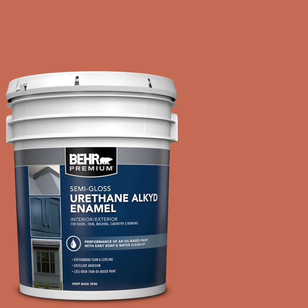 BEHR PREMIUM 5 gal. #T16-14 Raw Copper Urethane Alkyd Semi-Gloss Enamel Interior/Exterior Paint