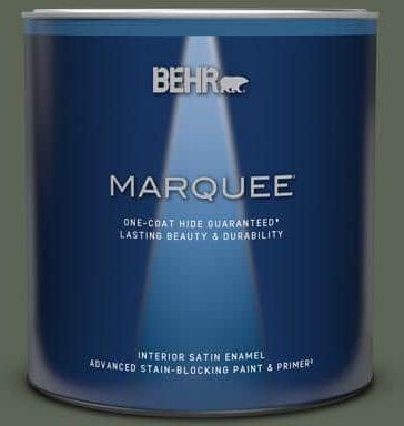 BEHR MARQUEE 1 qt. #T13-16 Pine Cone Pass Satin Enamel Interior Paint & Primer