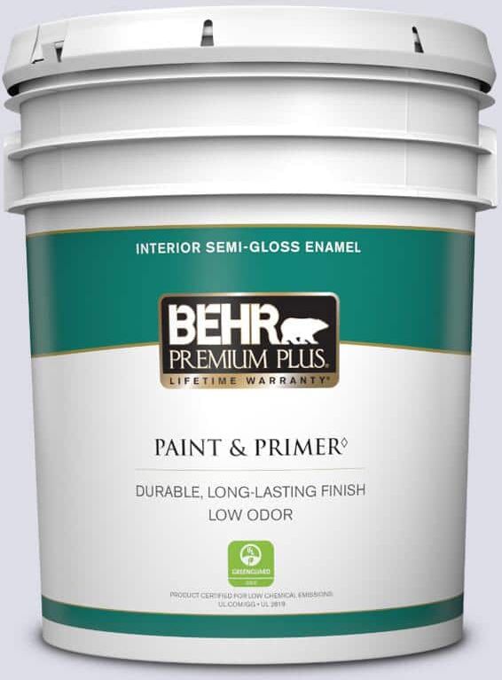 BEHR PREMIUM PLUS 5 gal. #640C-1 Hosta Flower Semi-Gloss Enamel Low Odor Interior Paint & Primer