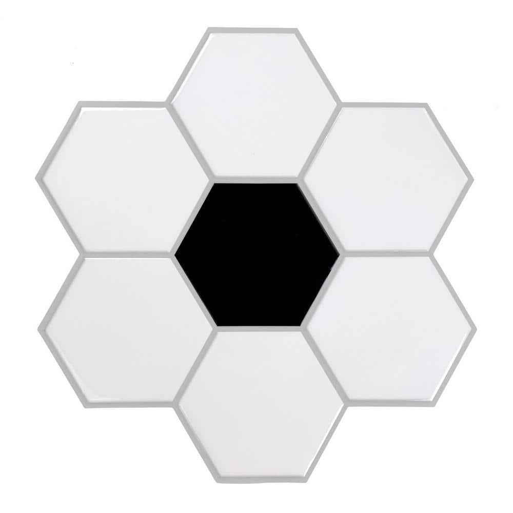 RoomMates Black and White Lg Hexagon 10.5 in. x 10.5 in. Vinyl Peel and Stick Tiles (Total sq. ft. covered 2.05 sq. ft./4-Pack)