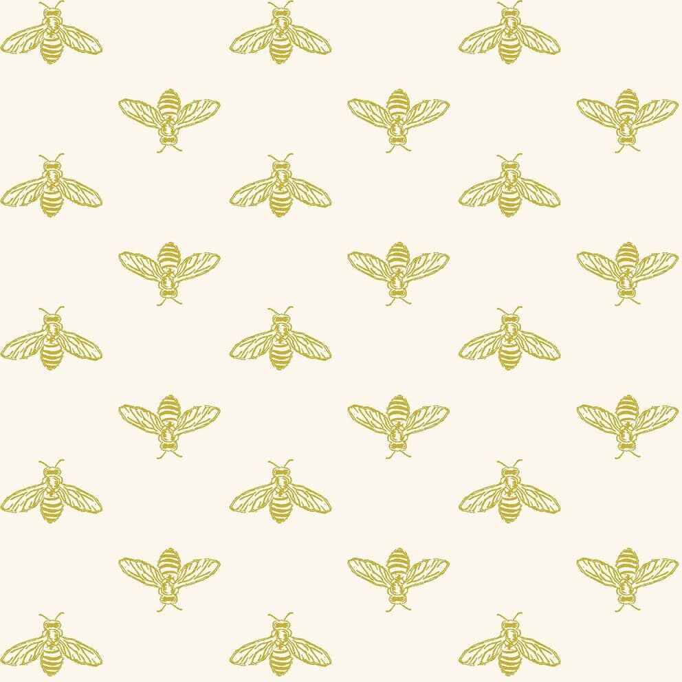 JOULES Block Print Bee Antique Gold Matte Non Woven Removable Paste the Wall Wallpaper