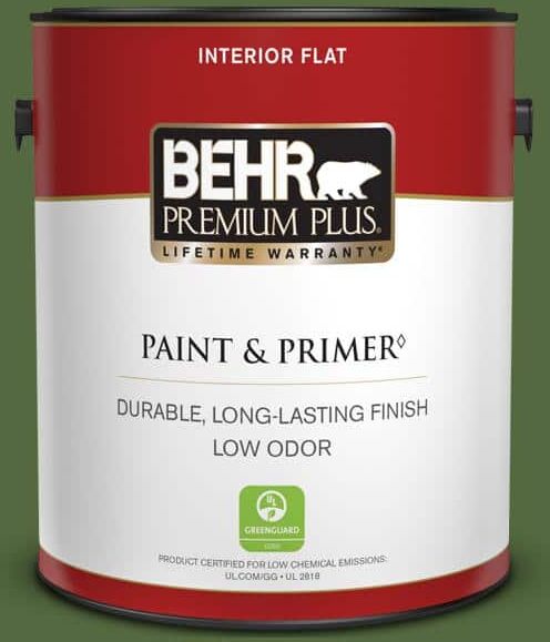 BEHR PREMIUM PLUS 1 gal. #M380-7 Alfalfa Extract Flat Low Odor Interior Paint & Primer