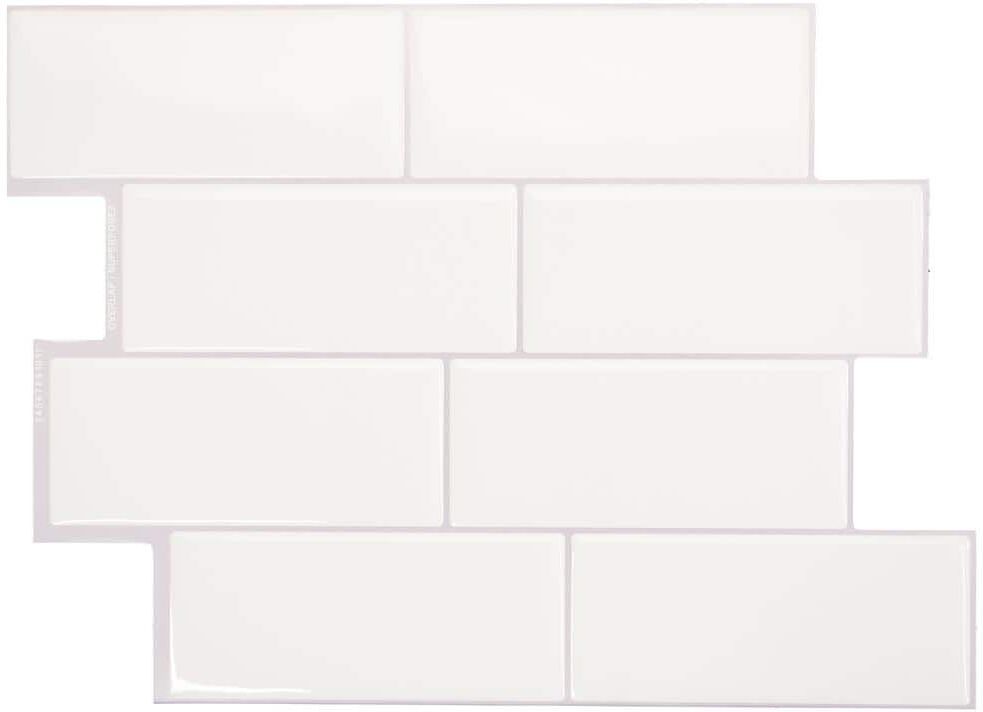 smart tiles Metro Campagnola White 11.50 in. x 8.38 in. Vinyl Peel and Stick Tile (2.21 sq. ft./ 4-pack)