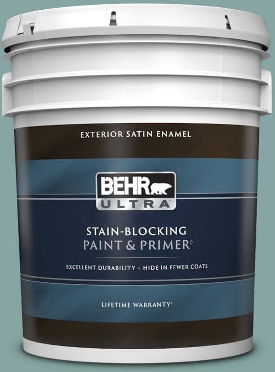 BEHR ULTRA 5 gal. #PPU13-08 Venus Teal Satin Enamel Exterior Paint & Primer