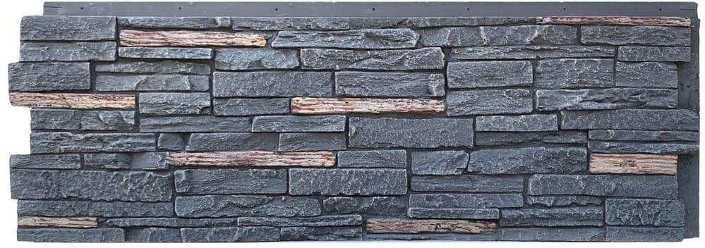 NextStone Slatestone Large 43 in. x 15.5 in. Polyurethane Faux Stone Panel in Midnight Ash