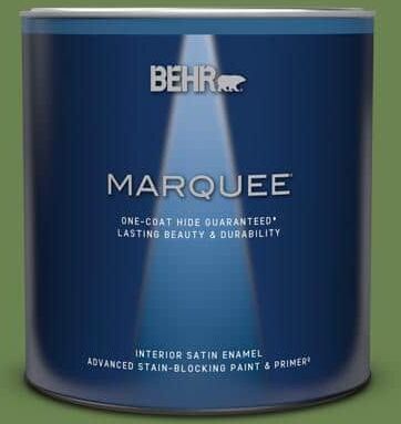 BEHR MARQUEE 1 qt. #430D-6 Happy Camper Satin Enamel Interior Paint & Primer