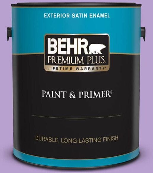 BEHR PREMIUM PLUS 1 gal. #P570-3 Flower Girl Satin Enamel Exterior Paint & Primer