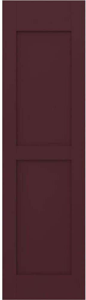 Ekena Millwork 12 in. W x 41 in. H Americraft 2 Equal Flat Panel Exterior Real Wood Shutters Per Pair in Wine Red