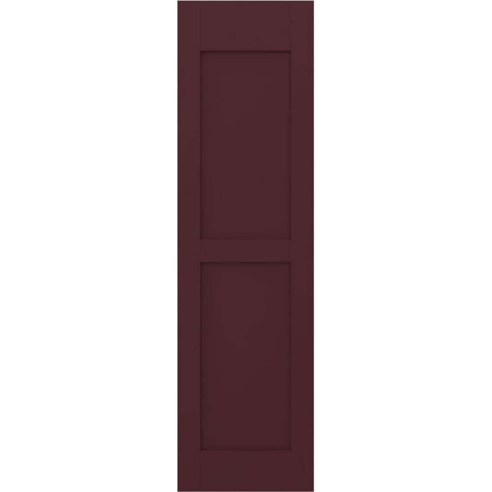 Ekena Millwork 12 in. W x 60 in. H Americraft 2-Equal Flat Panel Exterior Real Wood Shutters Pair in Wine Red