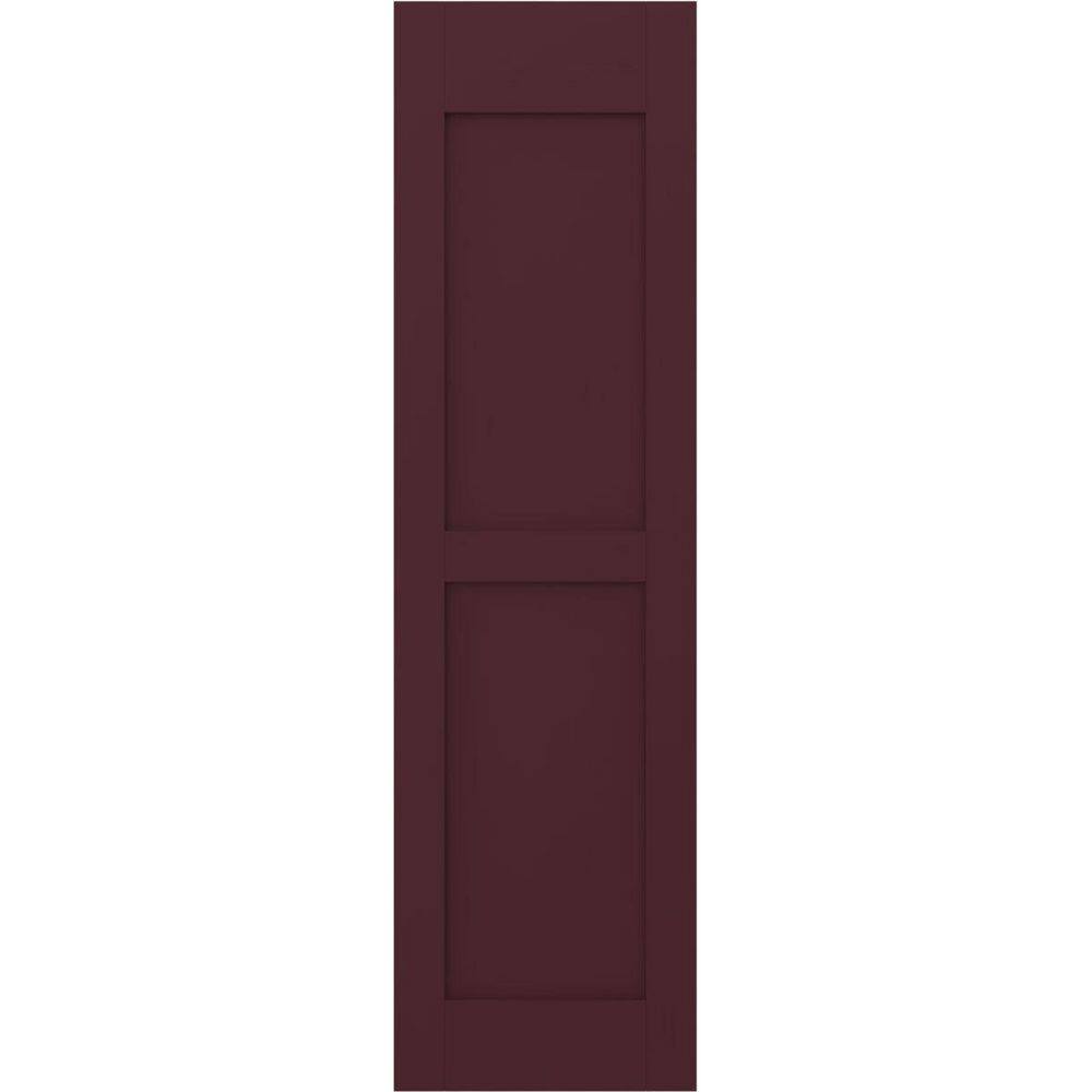 Ekena Millwork 15 in. W x 56 in. H Americraft 2-Equal Flat Panel Exterior Real Wood Shutters Pair in Wine Red