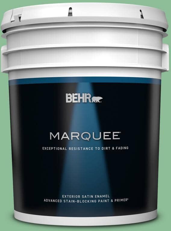 BEHR MARQUEE 5 gal. #M410-4 Garden Swing Satin Enamel Exterior Paint & Primer