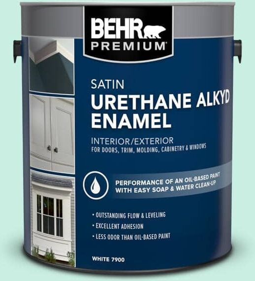 BEHR PREMIUM 1 gal. #P430-1 Summer House Urethane Alkyd Satin Enamel Interior/Exterior Paint