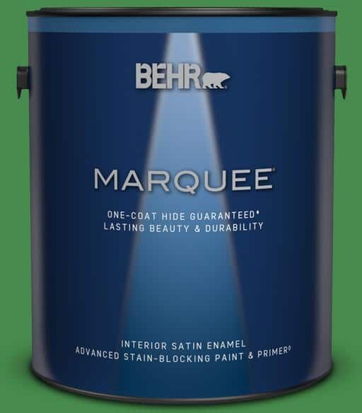 BEHR MARQUEE 1 gal. #MQ4-48 Planet Green One-Coat Hide Satin Enamel Interior Paint & Primer