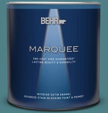 BEHR MARQUEE 1 qt. #ICC-75 Tapestry Teal Satin Enamel Interior Paint & Primer