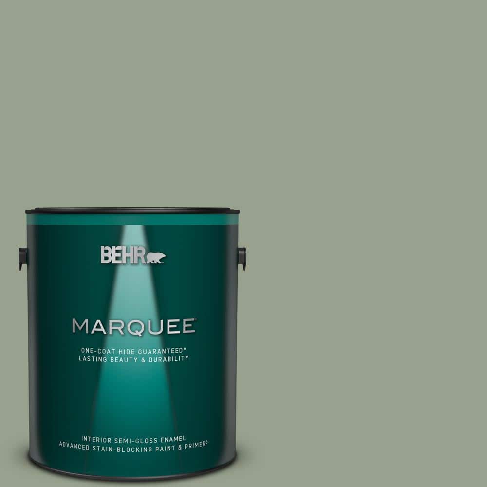 BEHR MARQUEE 1 gal. #N390-4 Bitter Sage One-Coat Hide Semi-Gloss Enamel Interior Paint & Primer