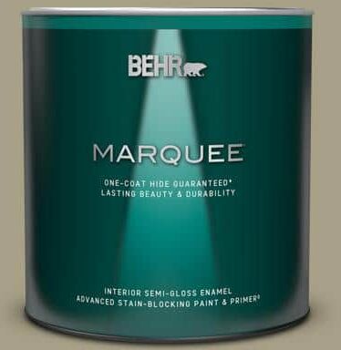 BEHR MARQUEE 1 qt. #N340-4 Tent Green One-Coat Hide Semi-Gloss Enamel Interior Paint & Primer