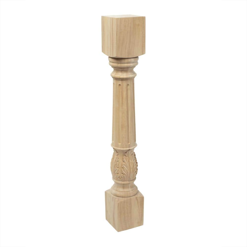 American Pro Decor 5 in. x 35-1/4 in. Unfinished Solid Hardwood Acanthus Leaf Kitchen Island Leg