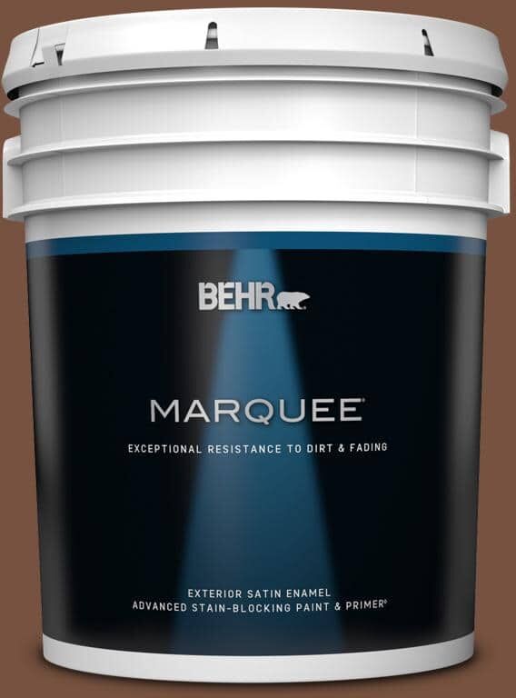 BEHR MARQUEE 5 gal. #240F-7 Root Beer Satin Enamel Exterior Paint & Primer