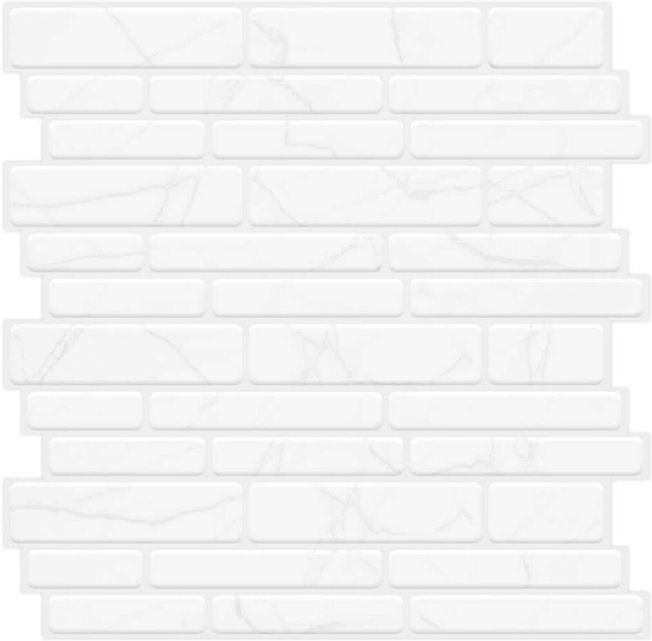 Art3d Subway White 12 in. x 12 in. Vinyl Peel and Stick Tile Kitchen Self-Adesive Backsplash Tile (10 sq. ft./Box)