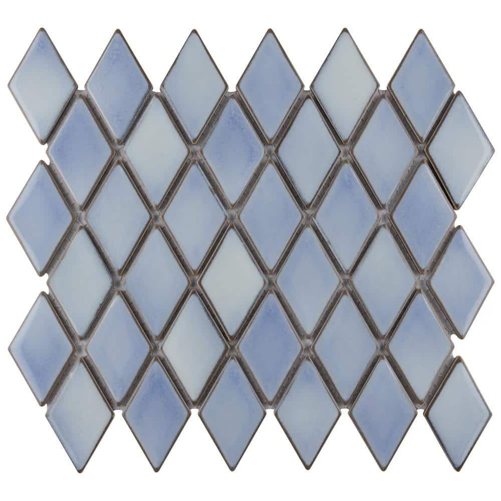 Merola Tile Hudson Kite Frost Blue 10-1/4 in. x 11-3/4 in. Porcelain Mosaic Tile (8.6 sq. ft./Case)