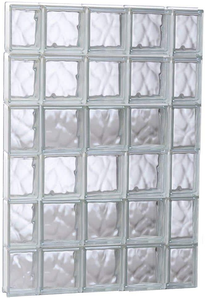 Clearly Secure 34.75 in. x 46.5 in. x 3.125 in. Frameless Wave Pattern Non-Vented Glass Block Window