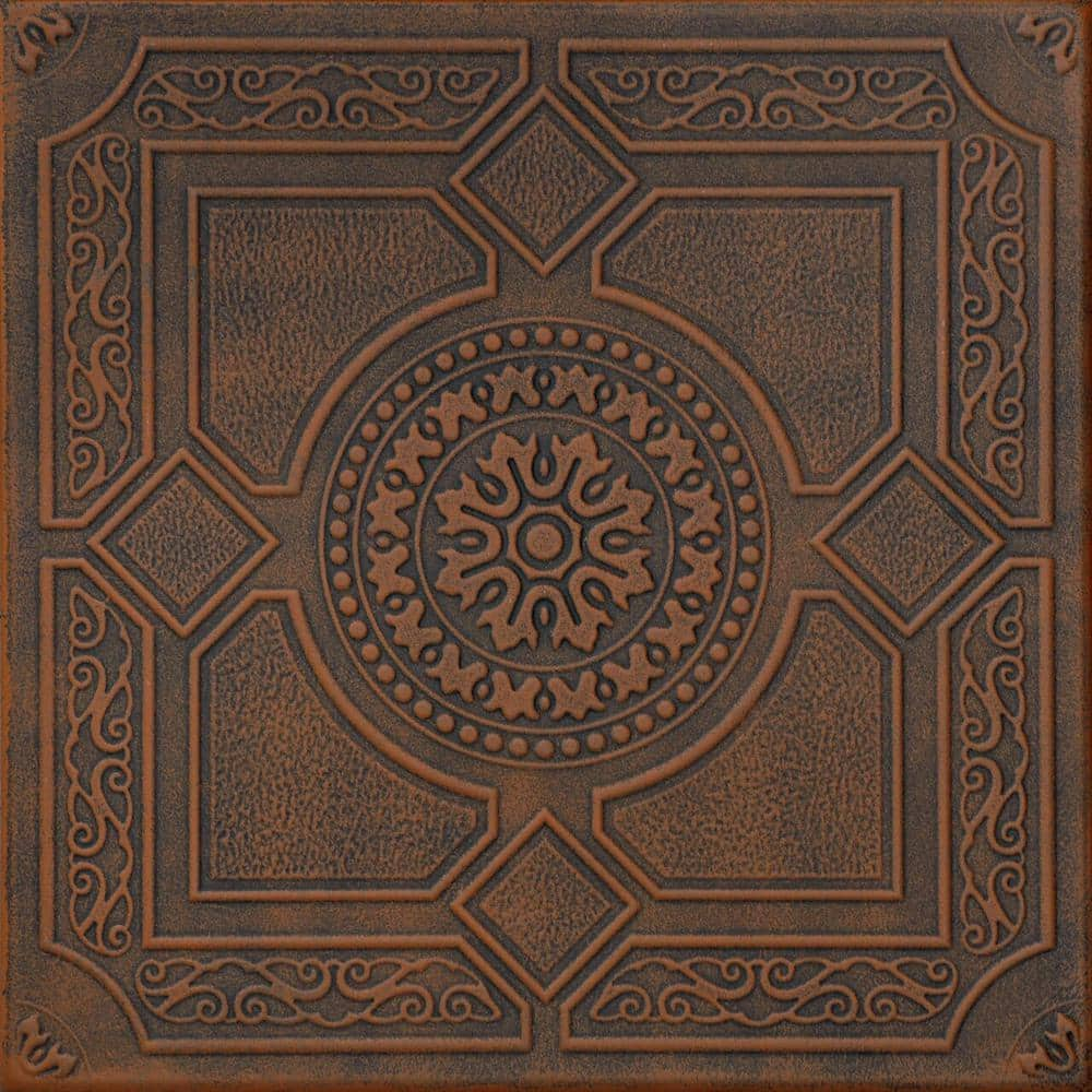 A La Maison Ceilings Kensington Garden Antique Copper Orange 1.6 ft. x 1.6 ft. Decorative Foam Glue Up Ceiling Tile (21.6 sq. ft./Case)