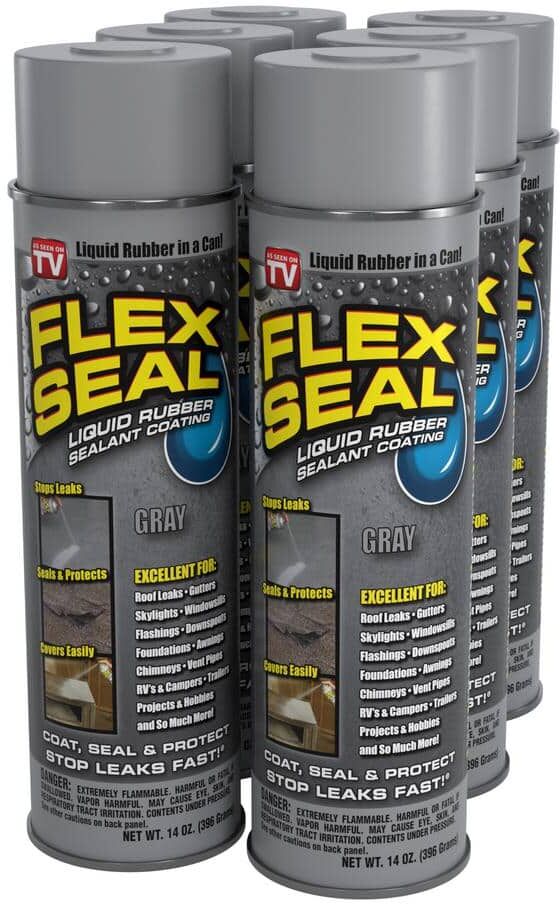 FLEX SEAL FAMILY OF PRODUCTS Flex Seal Gray 14 oz. Aerosol Liquid Rubber Sealant Coating (6-Piece)