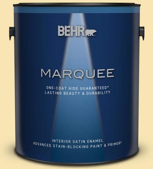 BEHR MARQUEE 1 gal. #370C-3 Sweet Corn Satin Enamel Interior Paint & Primer