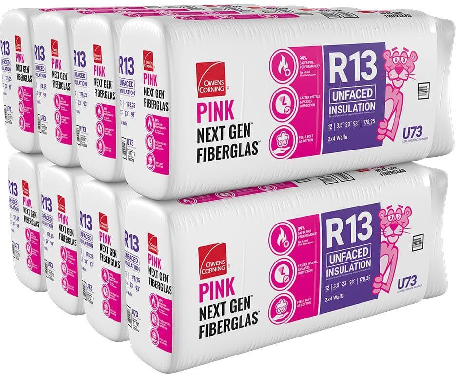 Owens Corning R-13 Unfaced Fiberglass Insulation Batt 23 in. x 93 in. (8-Bags)